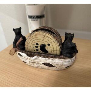 Bear Coasters Set – 6 Full Size Rustic Coasters in Handmade Canoe